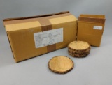 5 NEW Couleur Nature Paris Caravan Collection Acacia Wood Trivets 6in Diameter 6pc Sets