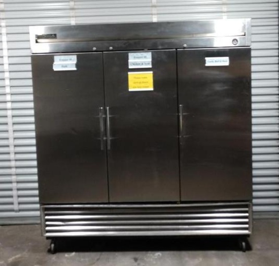 True Stainless Steel Commercial 3 Door Freezer