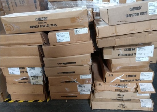 24 Assorted Cases Of NEW Cambro Food Trays