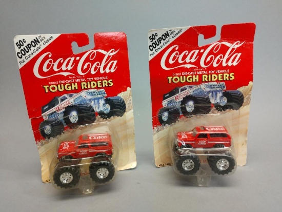 2 Vintage Coca-Cola Tough Riders Die Cast Cars