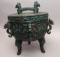 James Mont Mid-Century Chinese Style Faux Bronze Ice Bucket With Lid