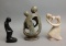 3 Modern African Soapstone Carving Statues