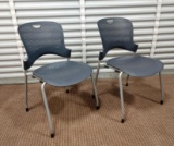 2 Blue Herman Miller Stacking Office Chairs