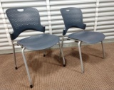 2 Blue Herman Miller Stacking Office Chairs