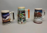 3 Collectible Budweiser Beer Steins