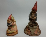 2 Garden Gnome Figurines