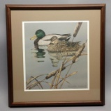 1989 Artist Proof Sherrie Russell Meline Duck Art Framed Lithograph