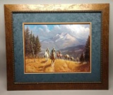 Framed Mountain Park Train By Olaf Wieghorst Lithograph