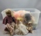 Plastic Tote Full of Collectors Dolls