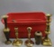 Plastic Tote Full of Brass Candlestick Holders