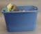 Plastic Tote Full Of Pots, Pans, Cutting Boards, And Kitchen Items