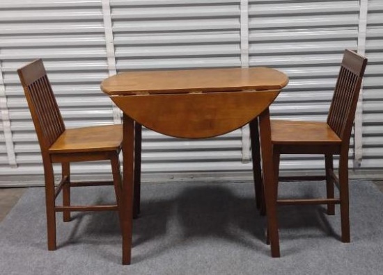 Drop Leaf Bar High Table With 2 Chairs