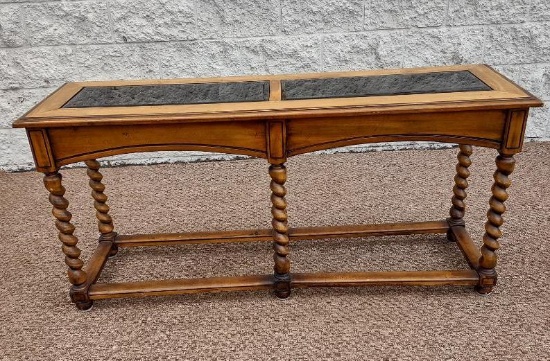 Vintage Glass Top Console Table / Sofa Table