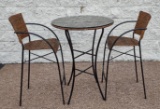 Woven Glass Top Patio Table With 2 Chairs