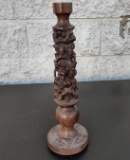 Carved Wood Candle Stick Holder