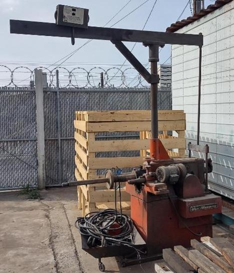 Van Norman Brake Lathe With Jib Crane Chain Hoist