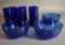 9 Pieces Of Vintage Cobalt Blue Glassware