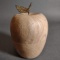 Solid Spun Wood Apple Figurine With Brass Steam And Leaf