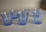 6 Vintage French Blue Condesa Short Glass