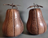2 Large Metal Gourd Statues