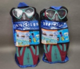 2 NEW Aqua Lung Snorkel Sets With Swim Fins