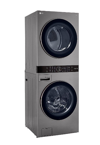 LG - 4.5 Cu. Ft. HE Smart Front Load Washer and 7.4 Cu. Ft. Electric Dryer Stack WashTower