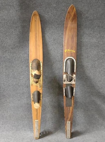 2 Vintage Wooden Single Ski Water Skis