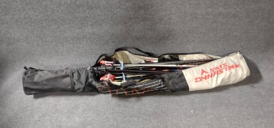 3 Pair Of Snow Skis With Travel Bag