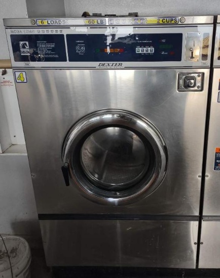 Commercial Dexter 6 Load 60 Pound Capacity Coin Operated Washing Machine