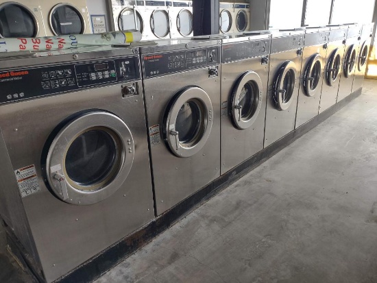8 Commercial Speed Queen 30 Pound Capacity Coin Operated Washing Machines
