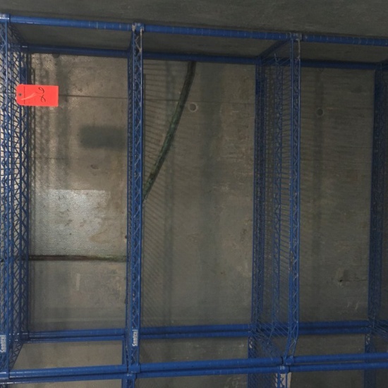 Central 18" x 4' plastic covered wire shelving unit (Blue).