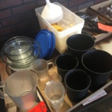 Plastic ware & glass bowls.