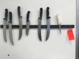2 - magnetic knife strips w/ knives.