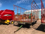 Meyers 9ft x 18ft steel bale thrower rack on John Deere 8-ton wagon w/ float tires & adj tongue; s/n