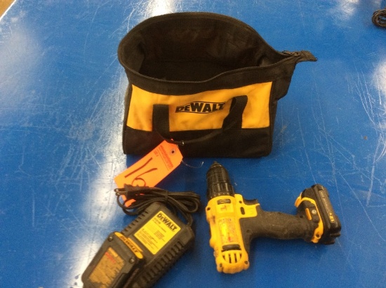 DeWalt 12 volt cordless drill w/ charger & bag.