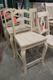 Oak ladder back counter stools; (Unfinished).