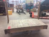 Wood steel wheel factory cart.