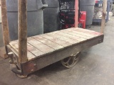 Wood steel wheel factory cart.