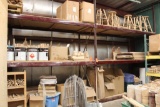 All contents of 2 - sections of pallet racking; chairs & stool parts; bed p