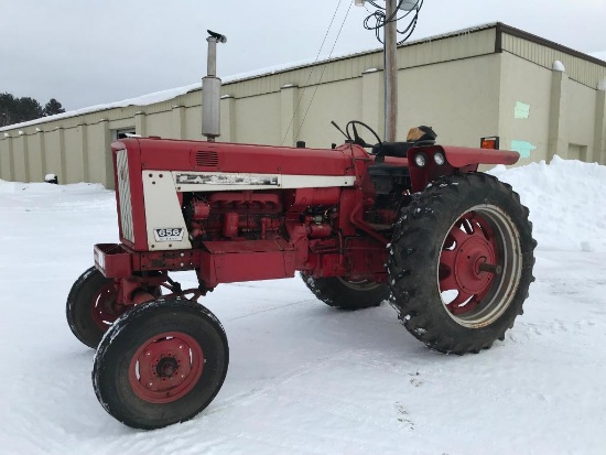 1973 IHC 656 tractor; open station; diesel; TA trans.; wide front; 15.9 x 38 rear tires; 1-hyd;
