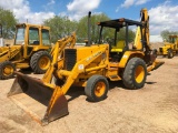 1987 John Deere 310C tractor loader backhoe; OROPS w/ canopy; ext hoe; 2x4; aux hyds; 2-stick