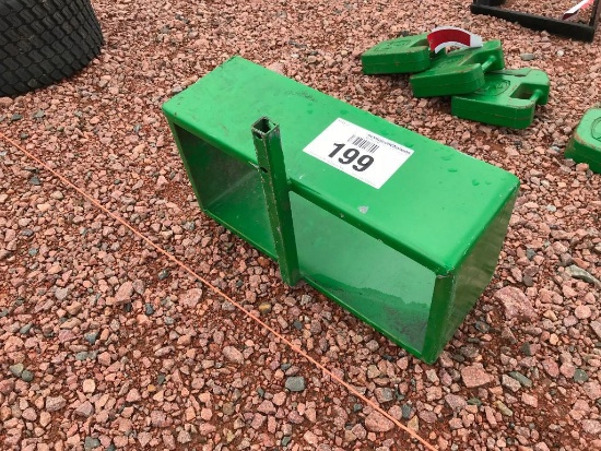 Weight box for John Deere X Series lawn tractor.