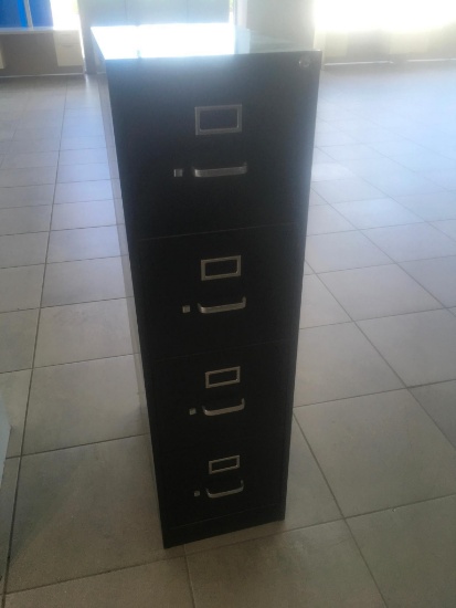 Hon 4-drawer black letter file cabinet.