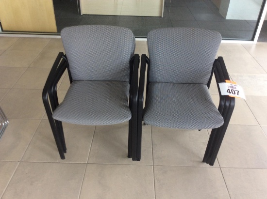 6-Gray side chairs ; steel frame. (6-TIMES THE MONEY)