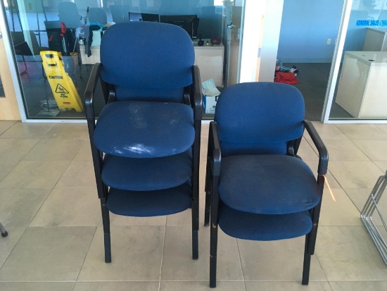 5-Blue side chairs; steel frame.