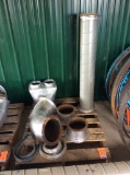 Pallet of blower pipe parts.