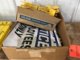 Box of assorted signs & tags.