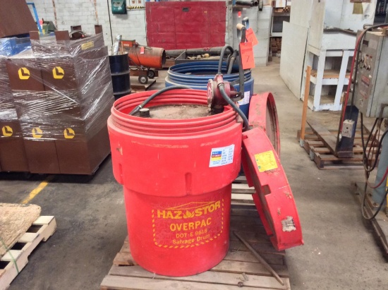 Haz Stor Over Pac 55-gallon drum containment w/ drum & hand pump; (Red).