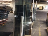 Lot of assorted insulated glass w/ grids & rack.