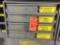 Kimball 4-drawer organizer; heat shrink terminals; hex washers; fuses; riveters.